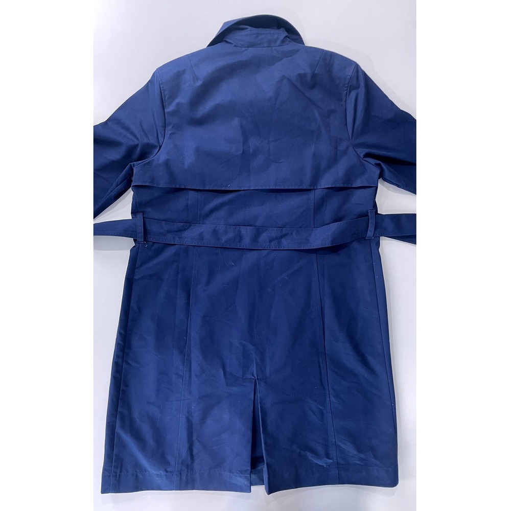 L.L. Bean Womens Blue Double Breasted Trench Coat Belted Large Rain Jacket299801 - Picture 5 of 5